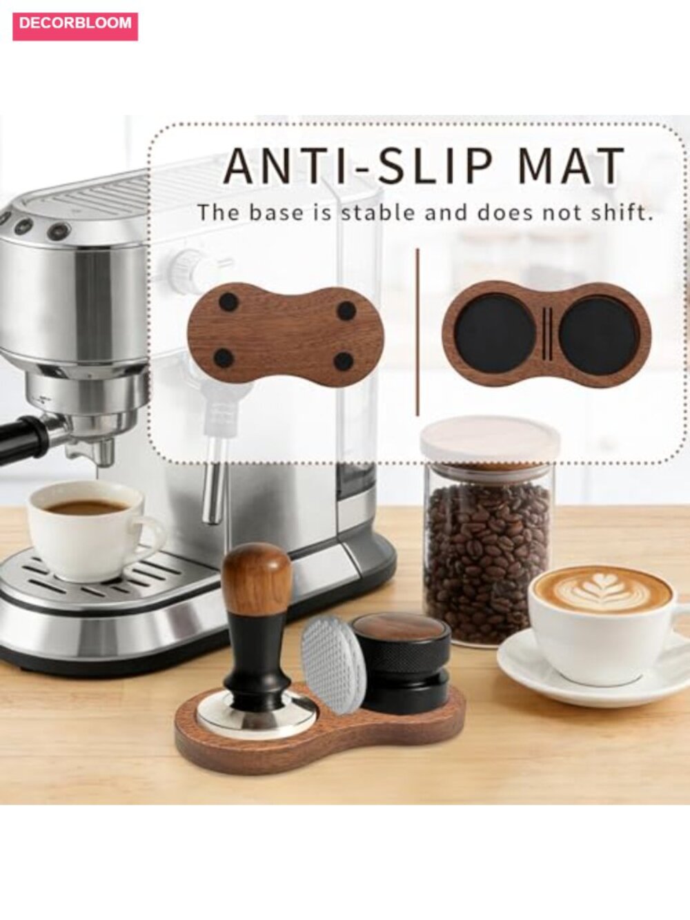 Espresso Tamping Station Wood Coffee Tamper Holder Organizer - Picture 4 of 6